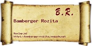 Bamberger Rozita névjegykártya